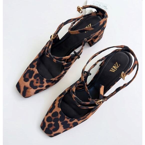ZARA Leopard Print Mary Jane Block Heels NWT – Animal Print Buckled Strap Shoes - Picture 8 of 16